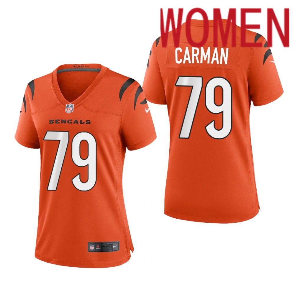 Women Cincinnati Bengals #79 Jackson Carman Nike Oragne Game NFL Jersey->women nfl jersey->Women Jersey